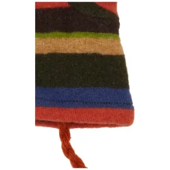 Groene fleecekinderwanten met veelkleurige strepen