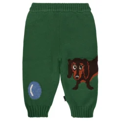 Groene Gebreide Casual Broek met Hond