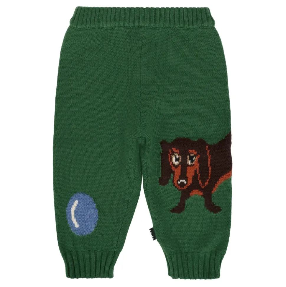 Groene Gebreide Casual Broek met Hond