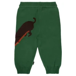 Groene Gebreide Casual Broek met Hond