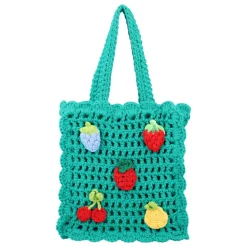 Groene Gehaakte Bessen Handtas