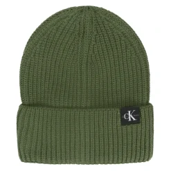 Groene Geribbelde Beanie met Logopatch