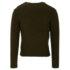 Groene Geribbelde Trui met Sterknopen