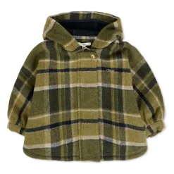 Groene Geruite Wollen Cape met Capuchon