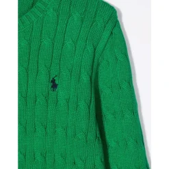 Groene kabeltrui met pony