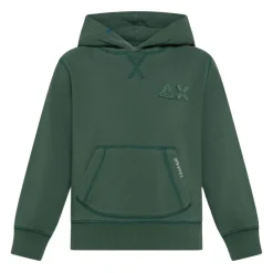 Groene sweater met capuchon en logo