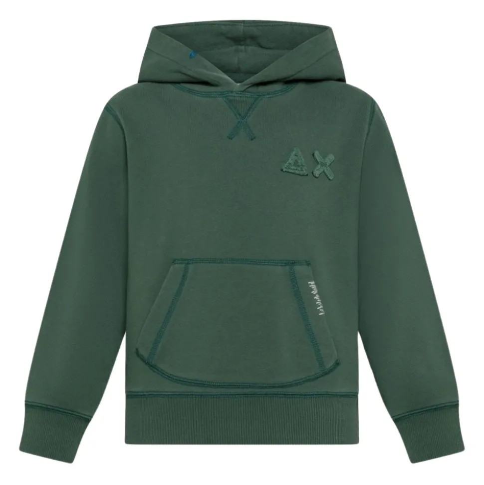 Groene sweater met capuchon en logo