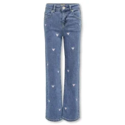 Hart Geborduurde Wijde Pijp Jeans