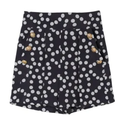 High-Waisted shorts met stipprint, decoratieve knopen en zakken
