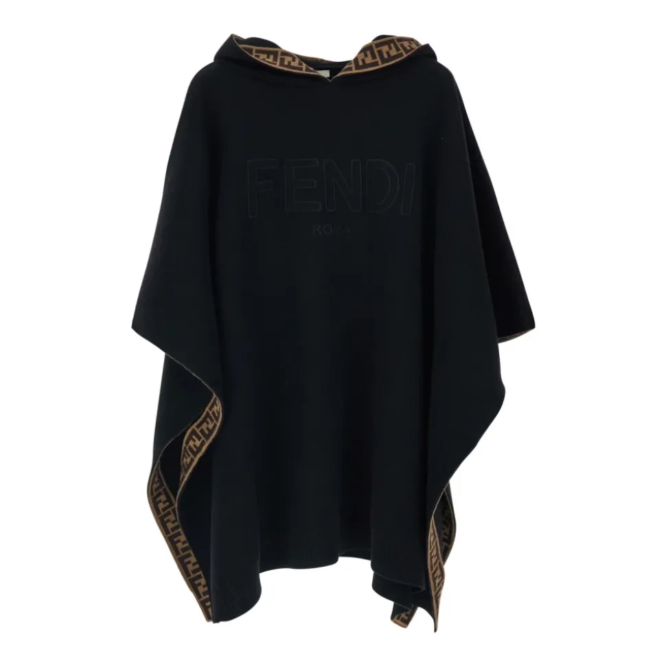 Hooded Cape with Logo Lettering