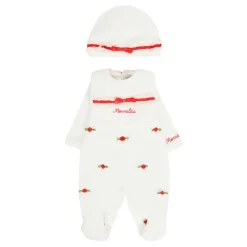 Ivoor Babygrow Set met Rozenapplicaties