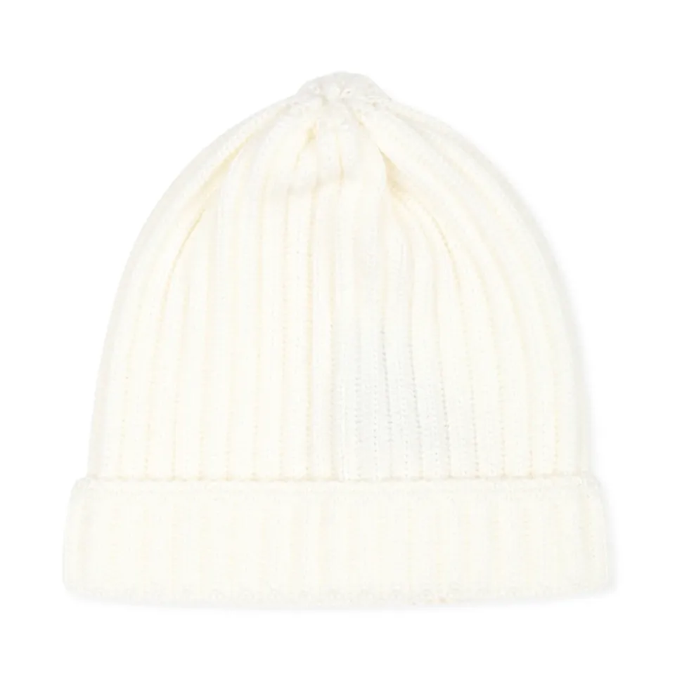 Ivoor Geribbelde Newborn Beanie Hoed