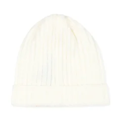 Ivoor Geribbelde Newborn Beanie Hoed