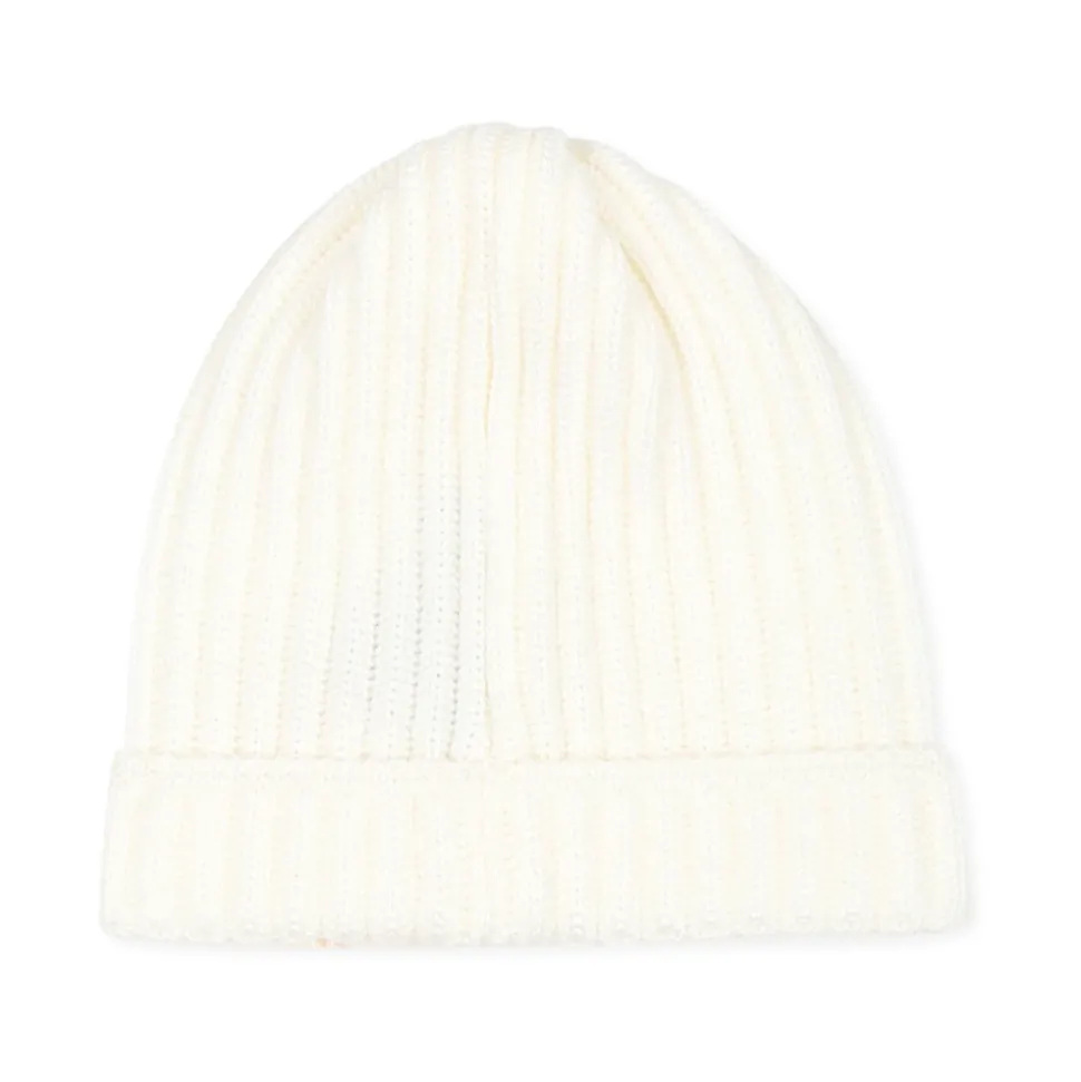 Ivoor Geribbelde Newborn Beanie Hoed