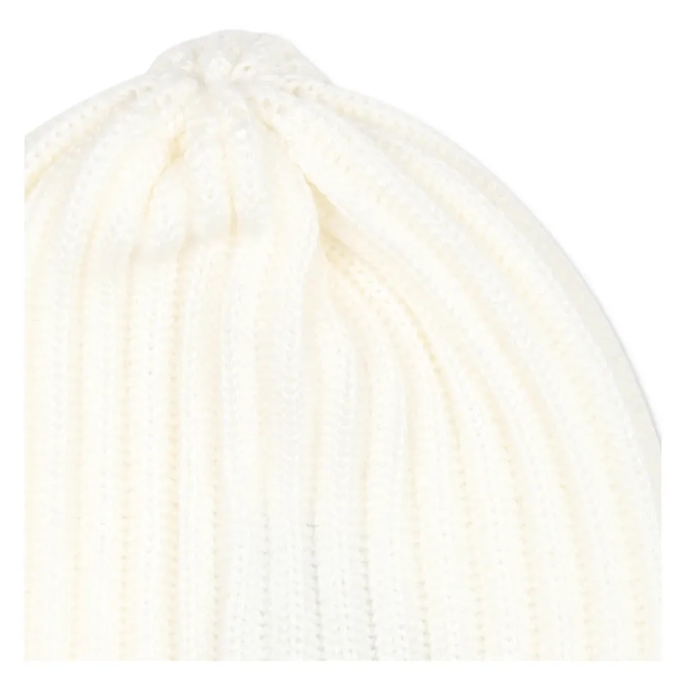 Ivoor Geribbelde Newborn Beanie Hoed