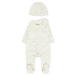 Ivoor Katoenen Babygrow Set met Logo Print