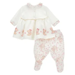 Ivoor Katoenen Geboorteset met Teddyberen