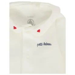 Ivoor Katoenen Rompertje met Geborduurde Harten