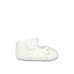 Ivory Bouclé Tweed Ballet Flats