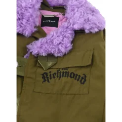 Jas met knopen en gekleurde bontkraag