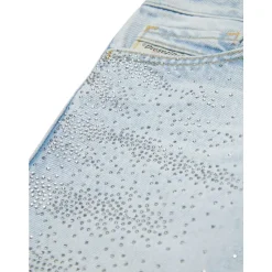 Jeans met strasssteentjes in een lichte wassing