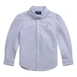 Katoenen Club Kraag Shirt Ruche Afwerking