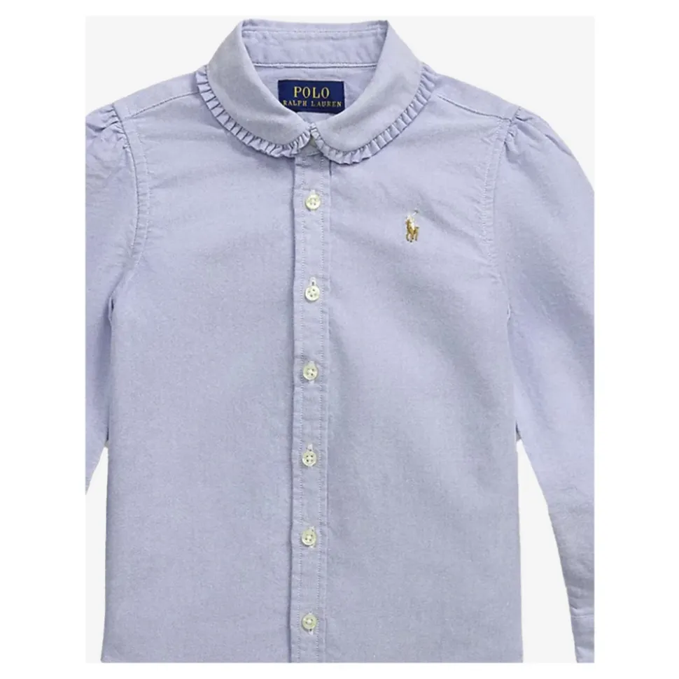 Katoenen Club Kraag Shirt Ruche Afwerking