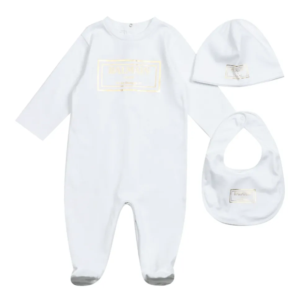 Katoenen Geboorteset met Romper, Muts en Slab