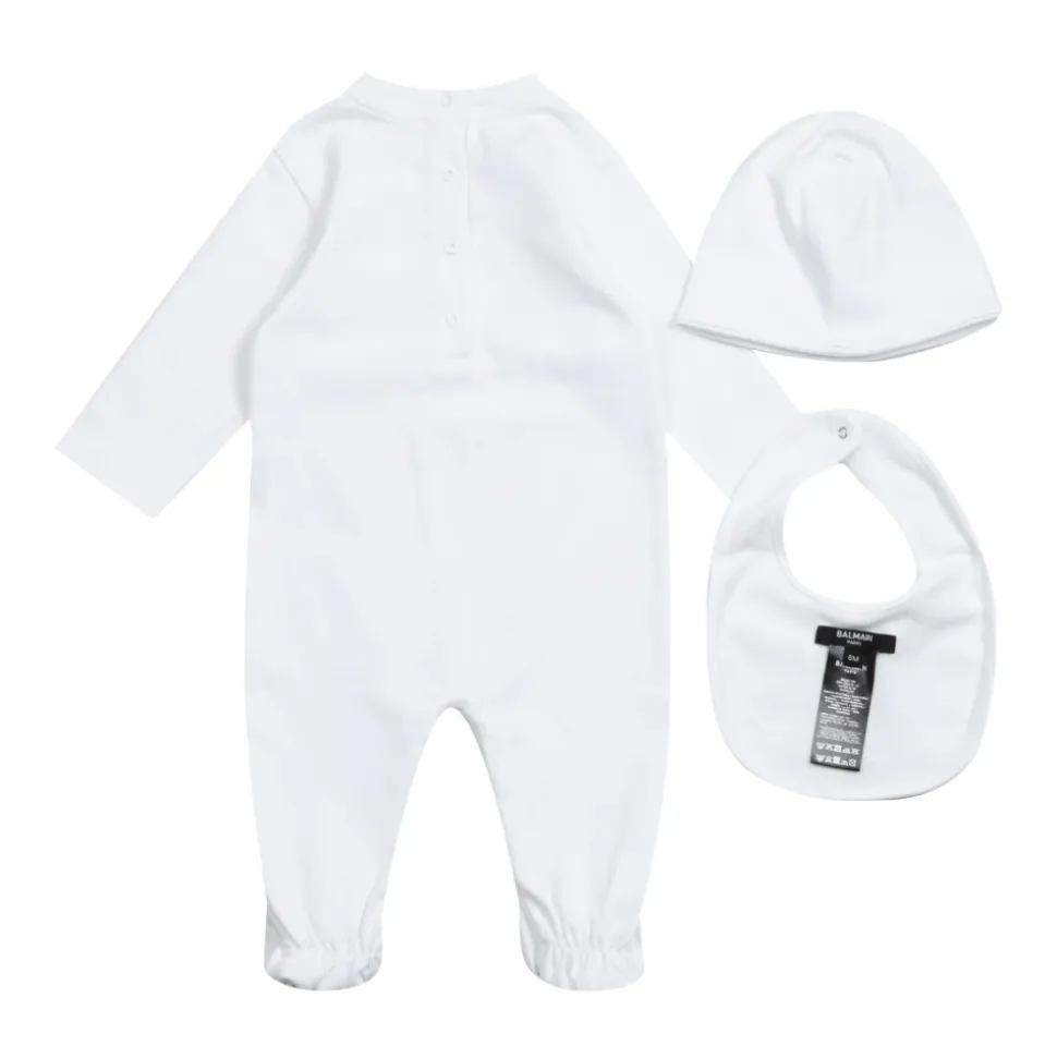 Katoenen Geboorteset met Romper, Muts en Slab