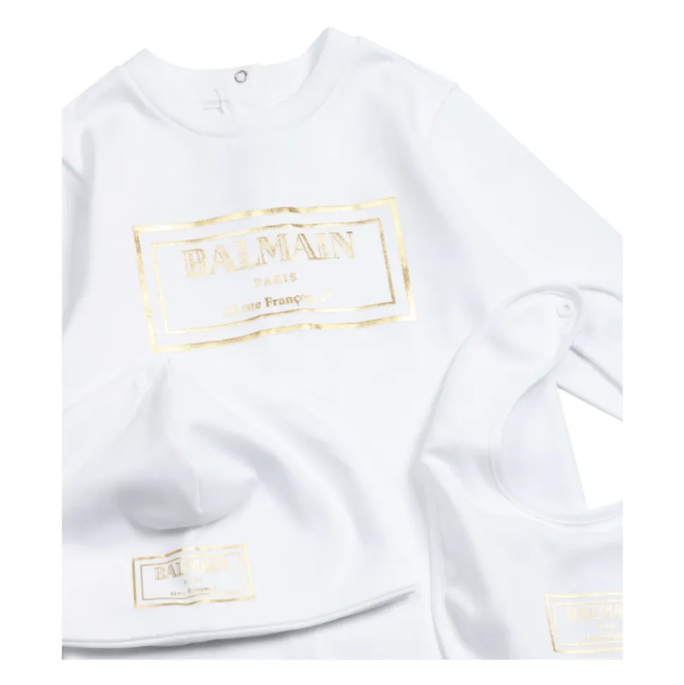 Katoenen Geboorteset met Romper, Muts en Slab