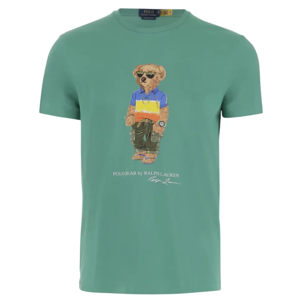 Katoenen Polo Bear Print T-shirt Licht Groen