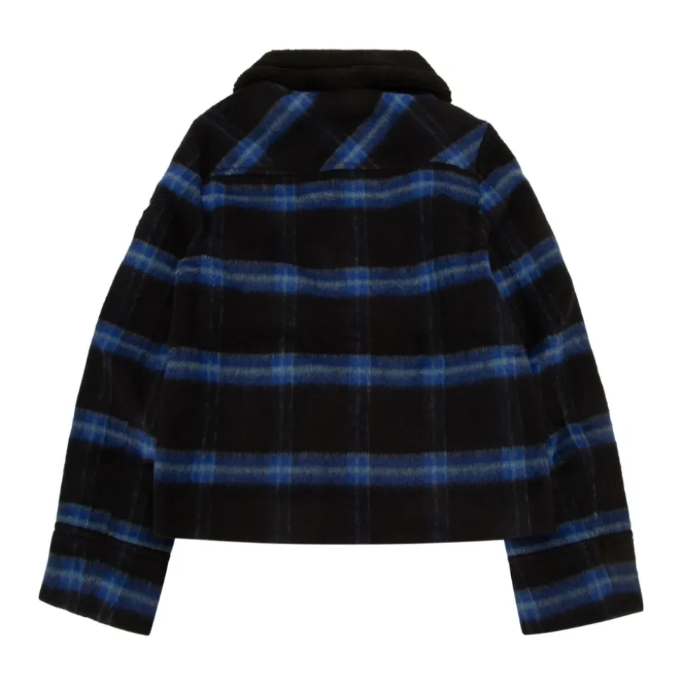 Kid-Girl-Faux Fur Collar Plaid Jacket