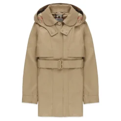 Kinderen Beige Katoenen Jas met Capuchon