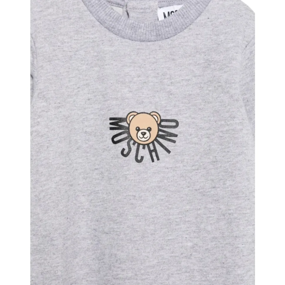 Kinderen Grijze Jurk met Teddybeerprint