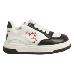 Kinderen Leren Sneakers Wit/Zwart Bladprint