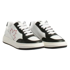 Kinderen Leren Sneakers Wit/Zwart Bladprint