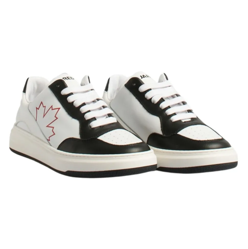 Kinderen Leren Sneakers Wit/Zwart Bladprint