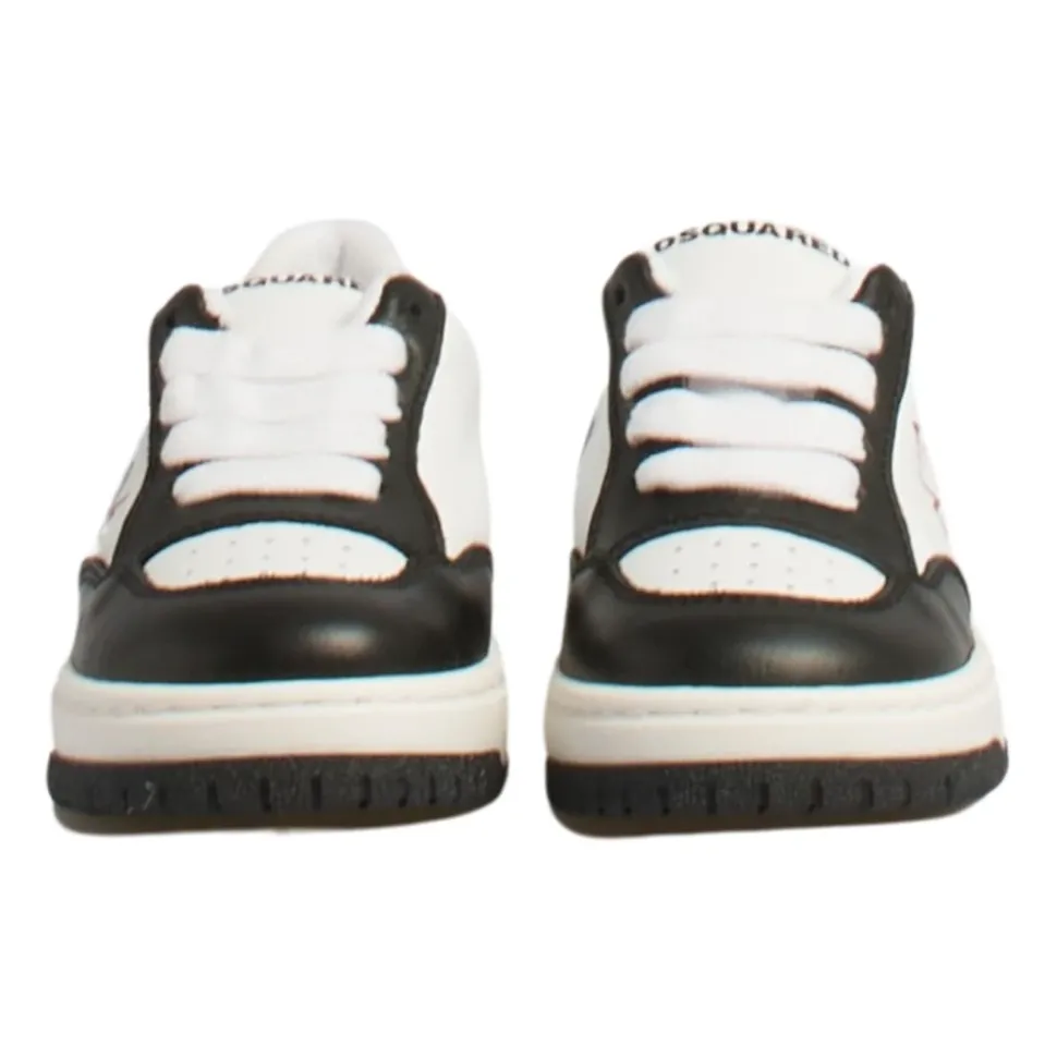 Kinderen Leren Sneakers Wit/Zwart Bladprint