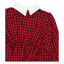 Kinderen Rood en Zwart Katoenen Shirt met Witte Kraag