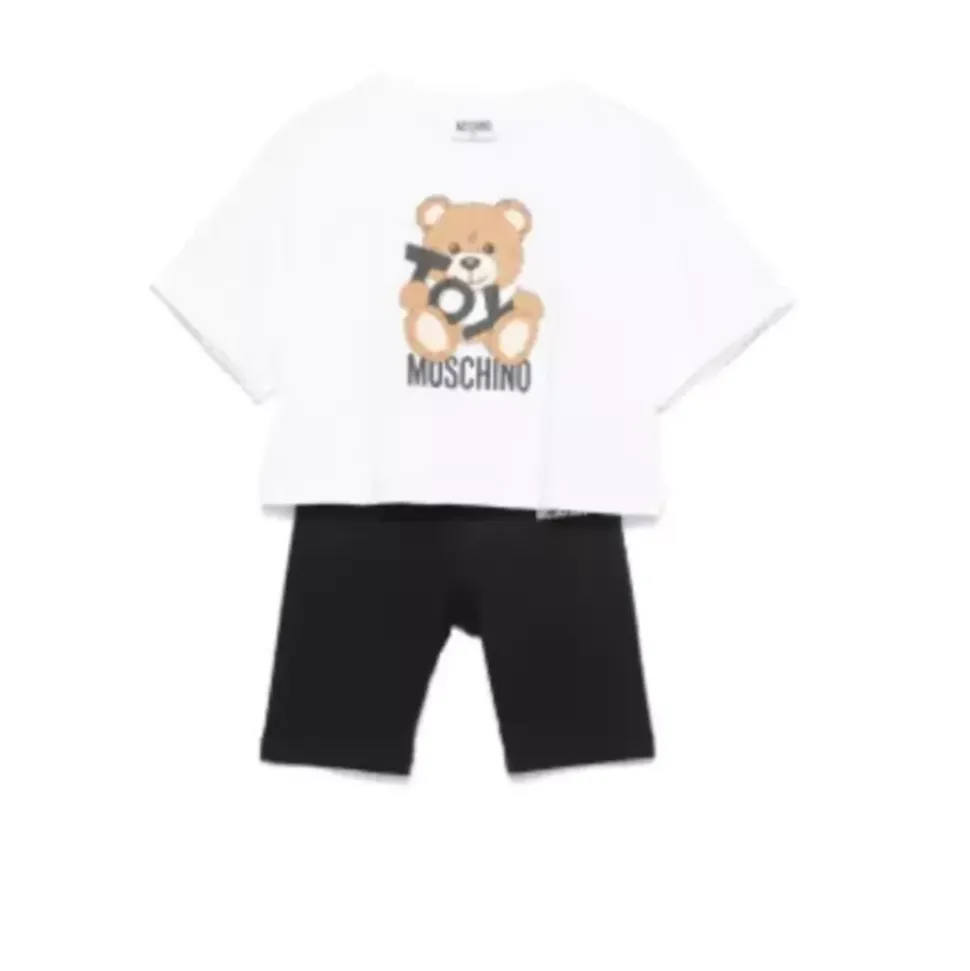 Kinderen Wit/Zwart Top en Shorts Set