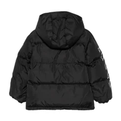 Kinderen Zwart Hooded Donsjack Logo