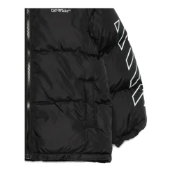 Kinderen Zwart Hooded Donsjack Logo