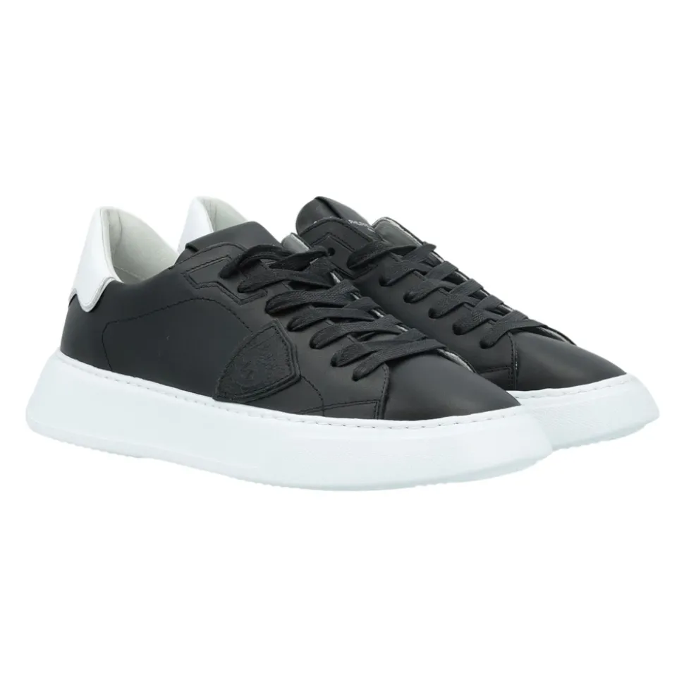 Kinderen Zwarte Leren Sneakers Low-Top