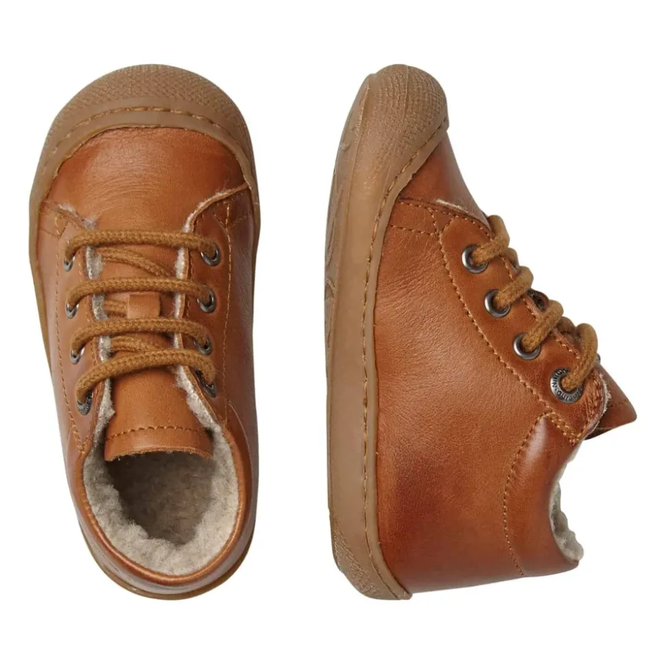 Leather first step shoes with wool lining COCOON