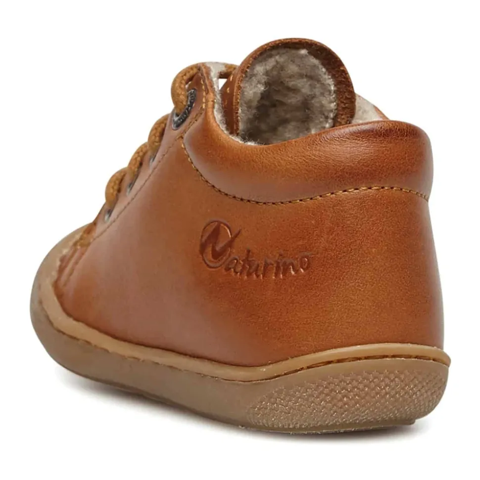 Leather first step shoes with wool lining COCOON