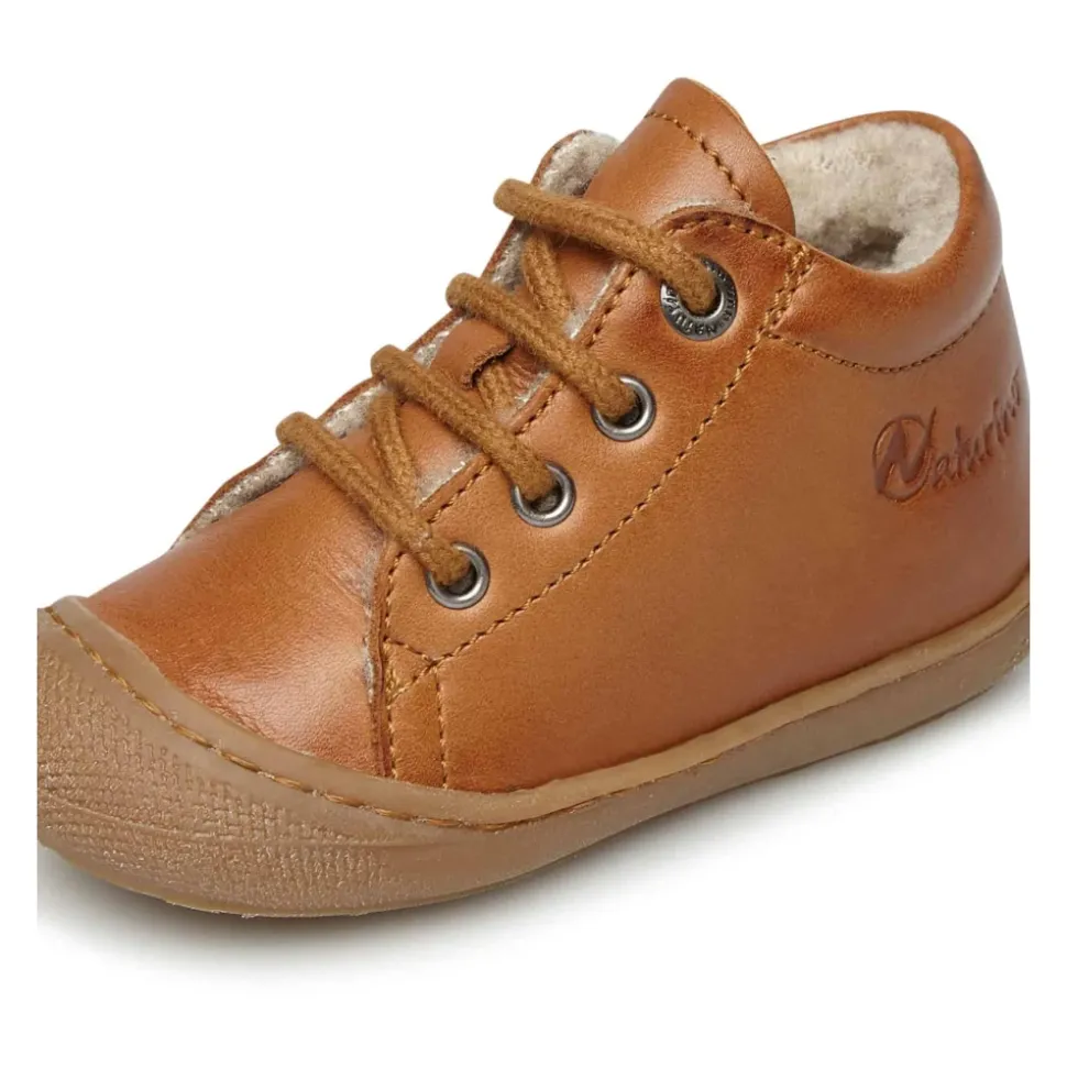 Leather first step shoes with wool lining COCOON