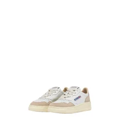 Leren en suède sneakers met logo