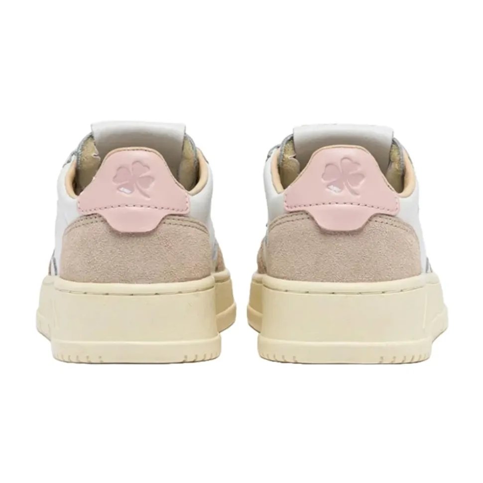 Leren en suède sneakers met logo