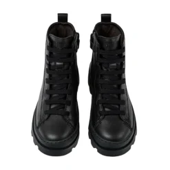 Leren laarzen met rubberen zool