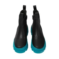 Leren laarzen met rubberen zool